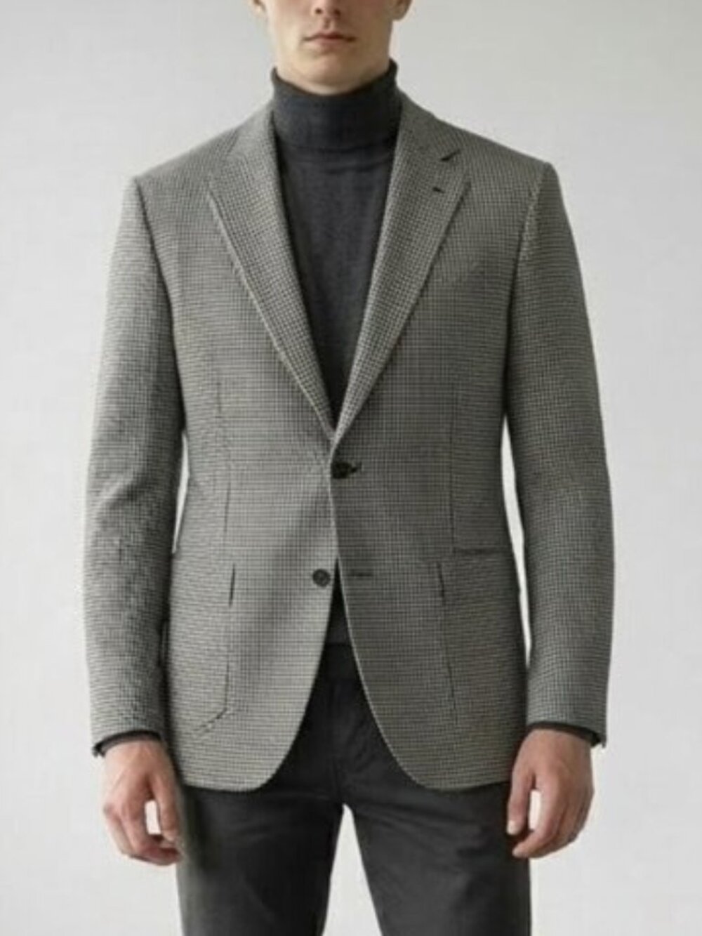 Ralph Lauren Silk Wool Men's 48 Long Houndstooth Blazer Jacket Sports Coat 48L